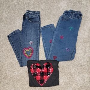 Girls Fall Play Clothes Long Sleeve Jeans Bundle Size 6